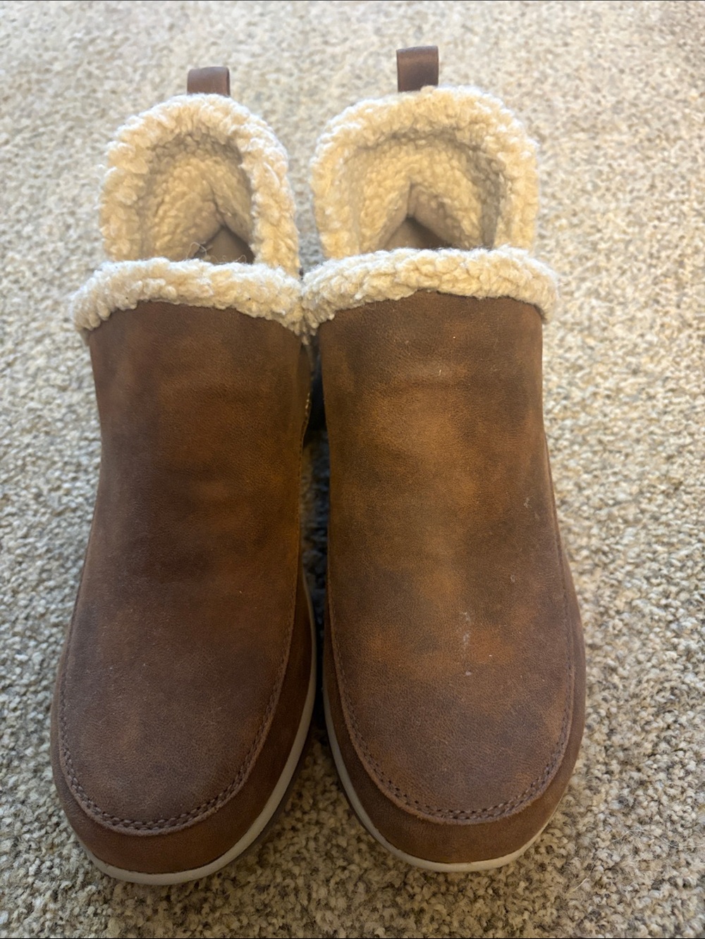 Women’s Skechers Brown Sherpa-Lined Slip-On Boots - Picture 7 of 9